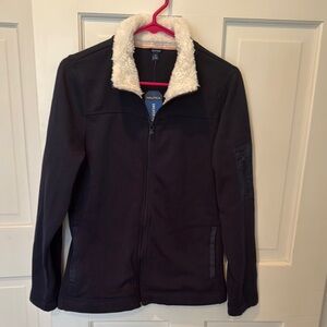 Nautica Black Fleece Jacket with Sherpa Collar